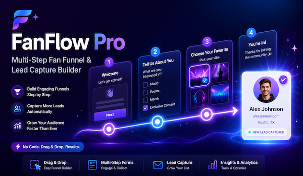 FanFlow Pro: Multi-Step Fan Funnel & Lead Capture Builder for WordPress