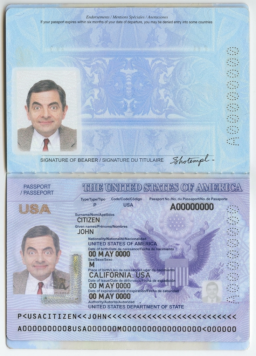 USA passport PSD template, fully editable | issue date: 2020–2026